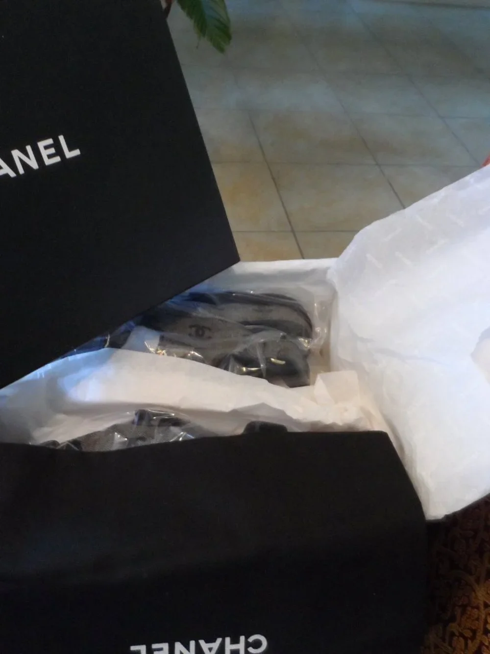 New Chanel Gray Signature Jacquard Grandpa Sandals Size 38.5B
